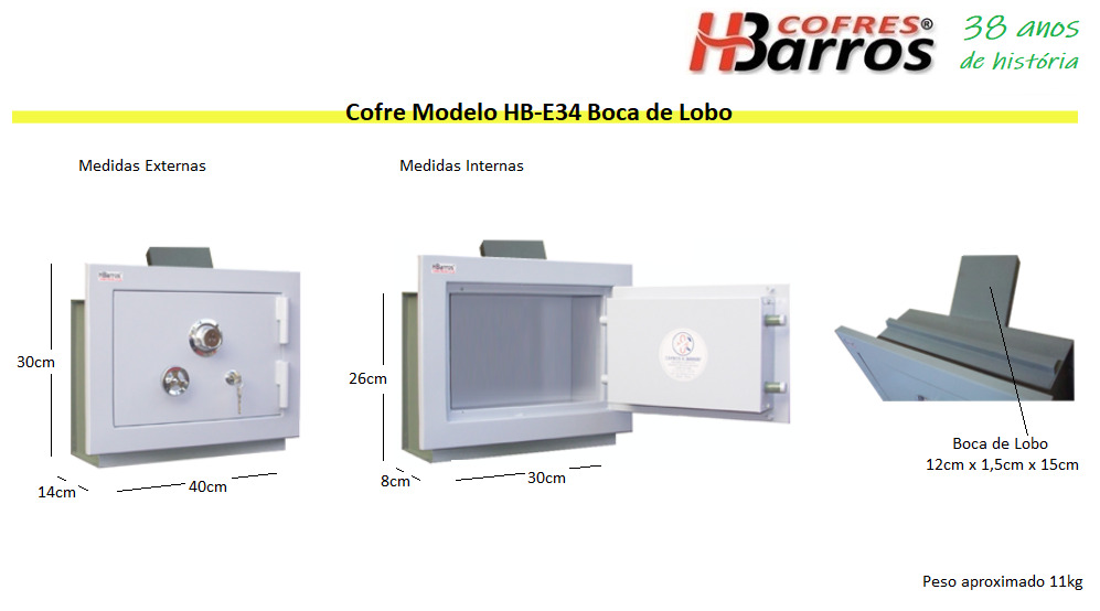 Mini cofre para documentos - Cofres H. Barros Sarandi PR