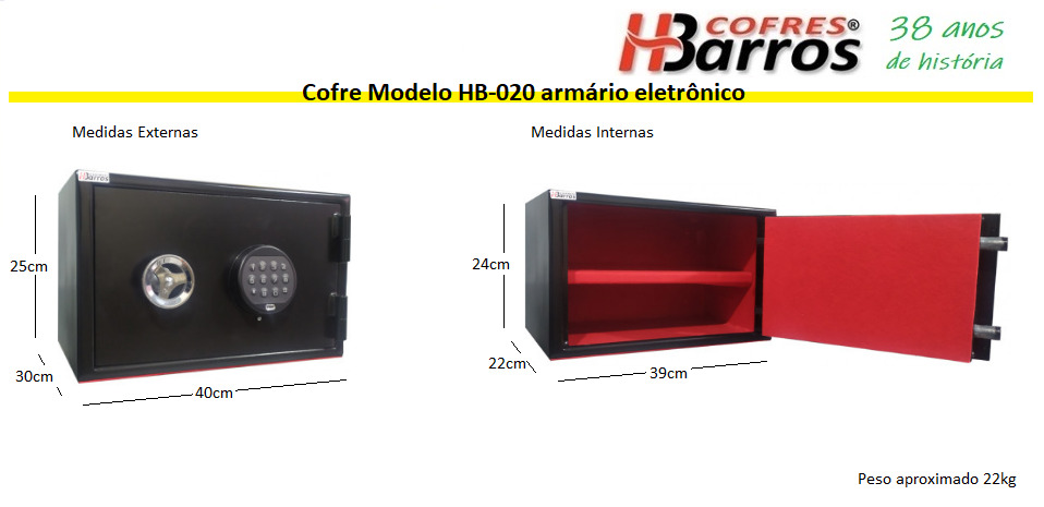 Cofre com divisórias internas - Cofres H. Barros Sarandi PR