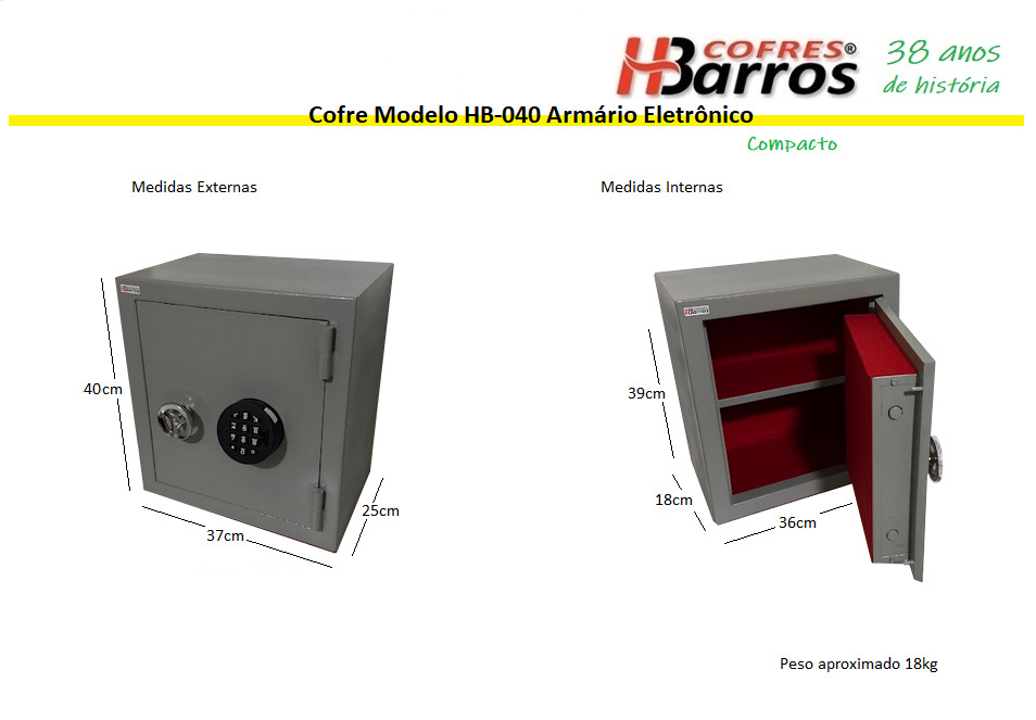 Cofre eletrônico de parede - Cofres H. Barros Sarandi PR